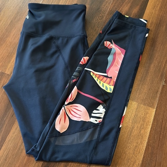 JoyLab Navy Hawaiian Floral Mesh Leggings Size Small - Picture 8 of 12